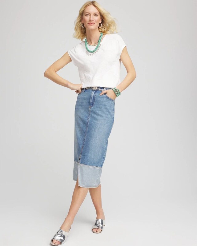 Colorblock High-Rise Denim Skirt - image 2